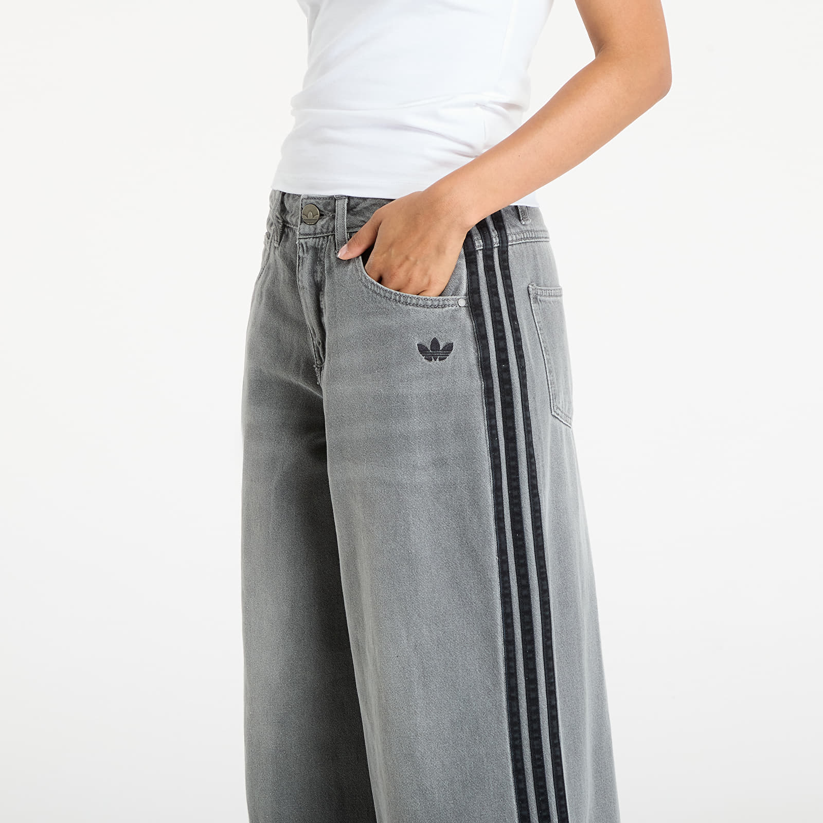Naisten housut adidas Adicolor Denim Adilenium Pant Washed Grey Denim