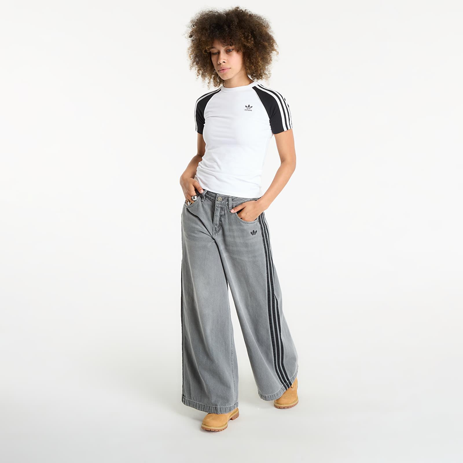 Naisten housut adidas Adicolor Denim Adilenium Pant Washed Grey Denim