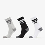 New Balance Active Lifestyle Striped Crew Socks 3-Pack White/ Black/ Grey