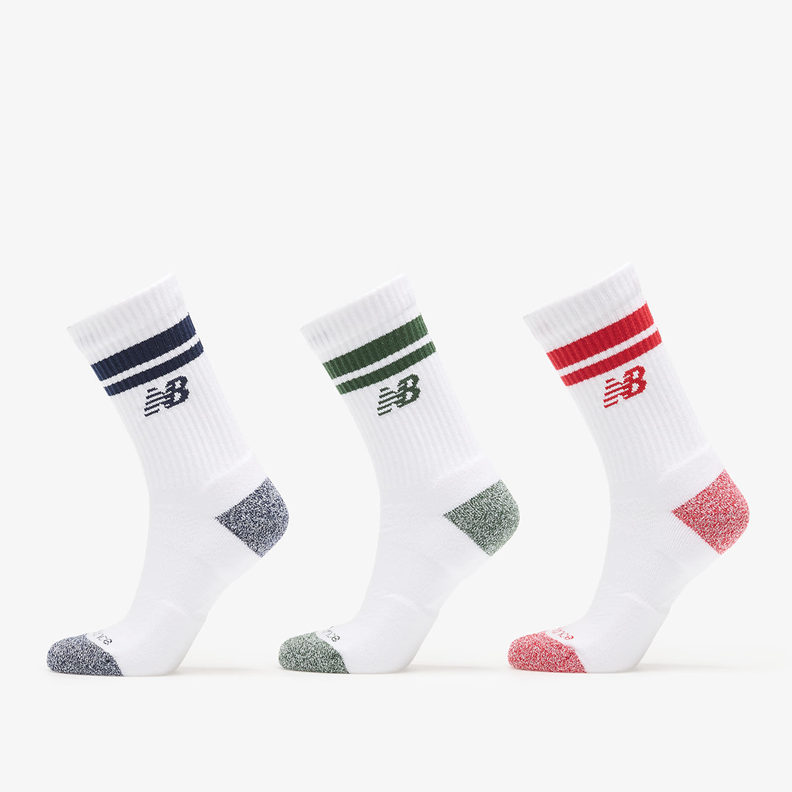 Șosete New Balance Active Lifestyle Striped Crew Socks 3-Pack White S