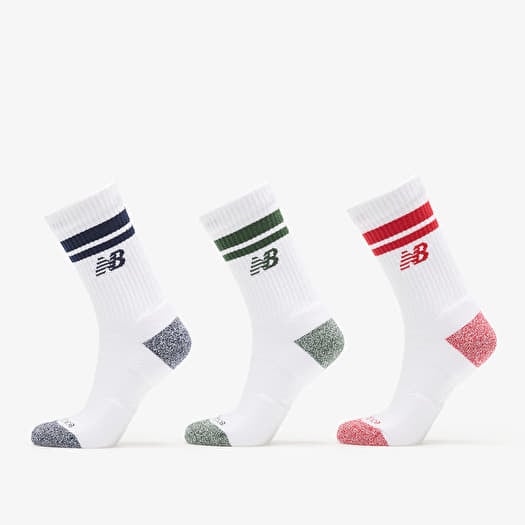 New Balance Active Lifestyle Striped Crew Socks 3-Pack White
