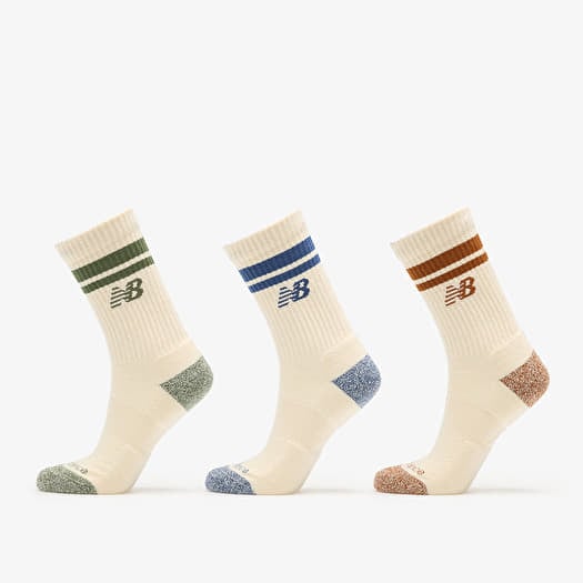 New Balance Active Lifestyle Striped Crew Socks 3-Pack Beige