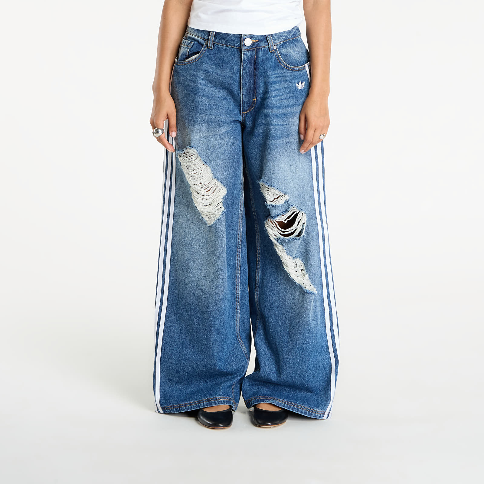 Hosen adidas Originals Loose Denim Destressed Pants Medium Blue Denim