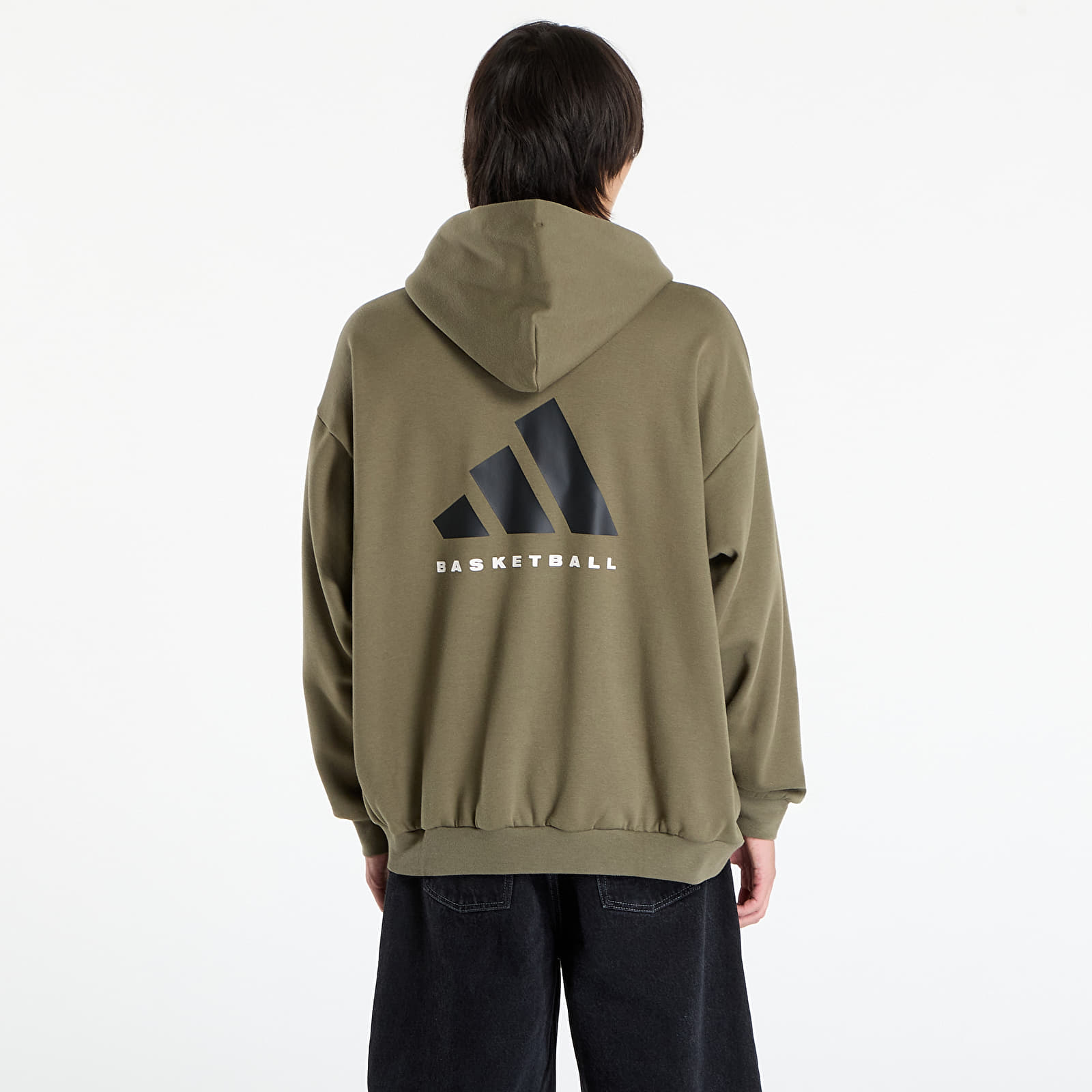 Mikiny adidas Basketball Fleece Hoodie UNISEX Olive Strata
