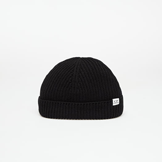C.P. Company Extrafine Merino Fisherman Beanie Black