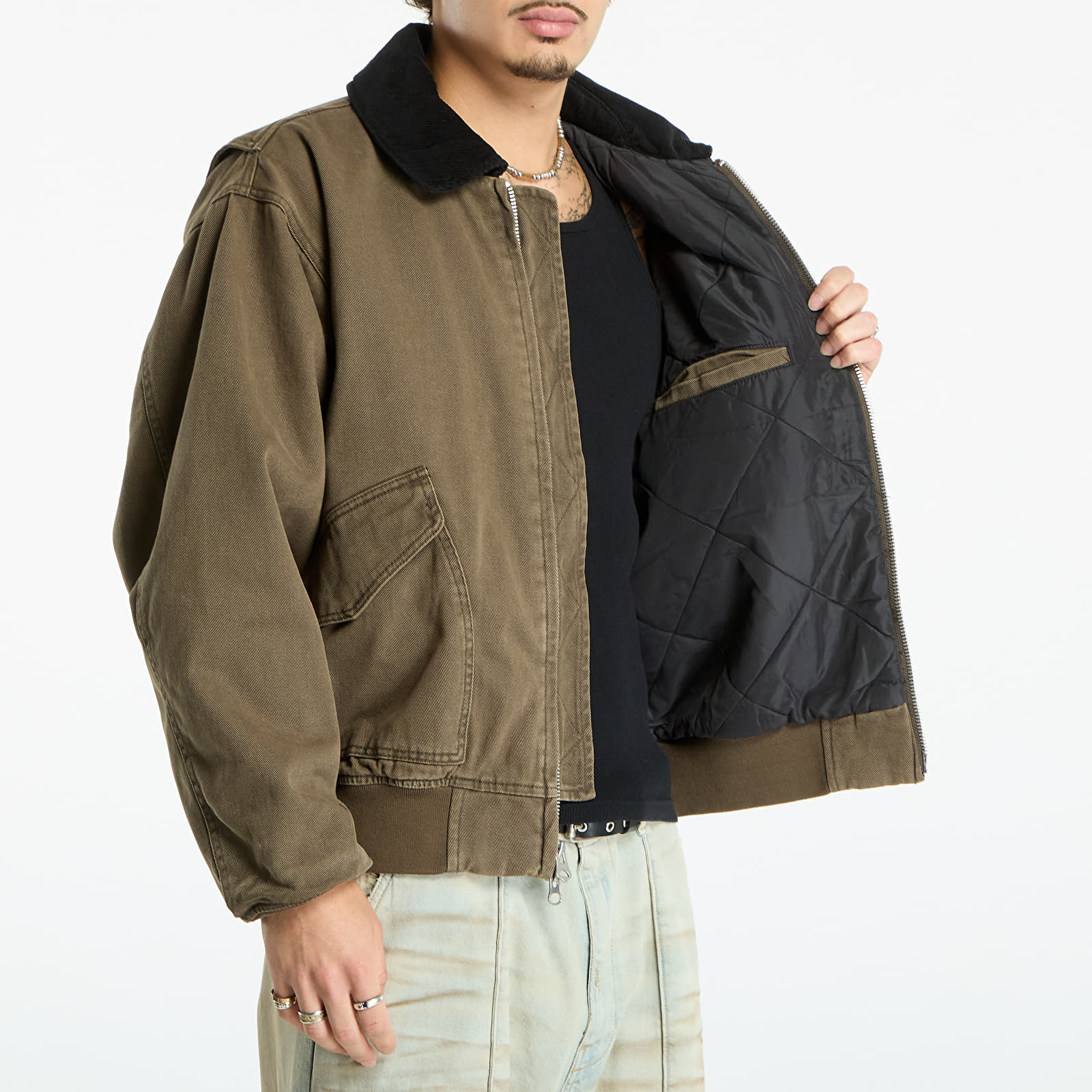 Pánske bundy OBEY Fade Wash Cwu Jacket Wren Faded Wash
