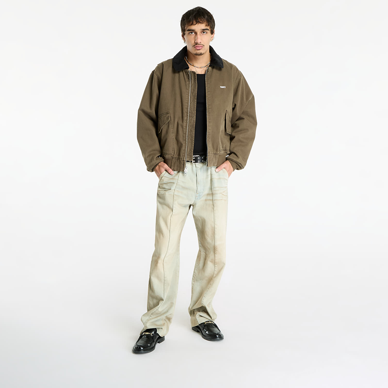 Pánske bundy OBEY Fade Wash Cwu Jacket Wren Faded Wash