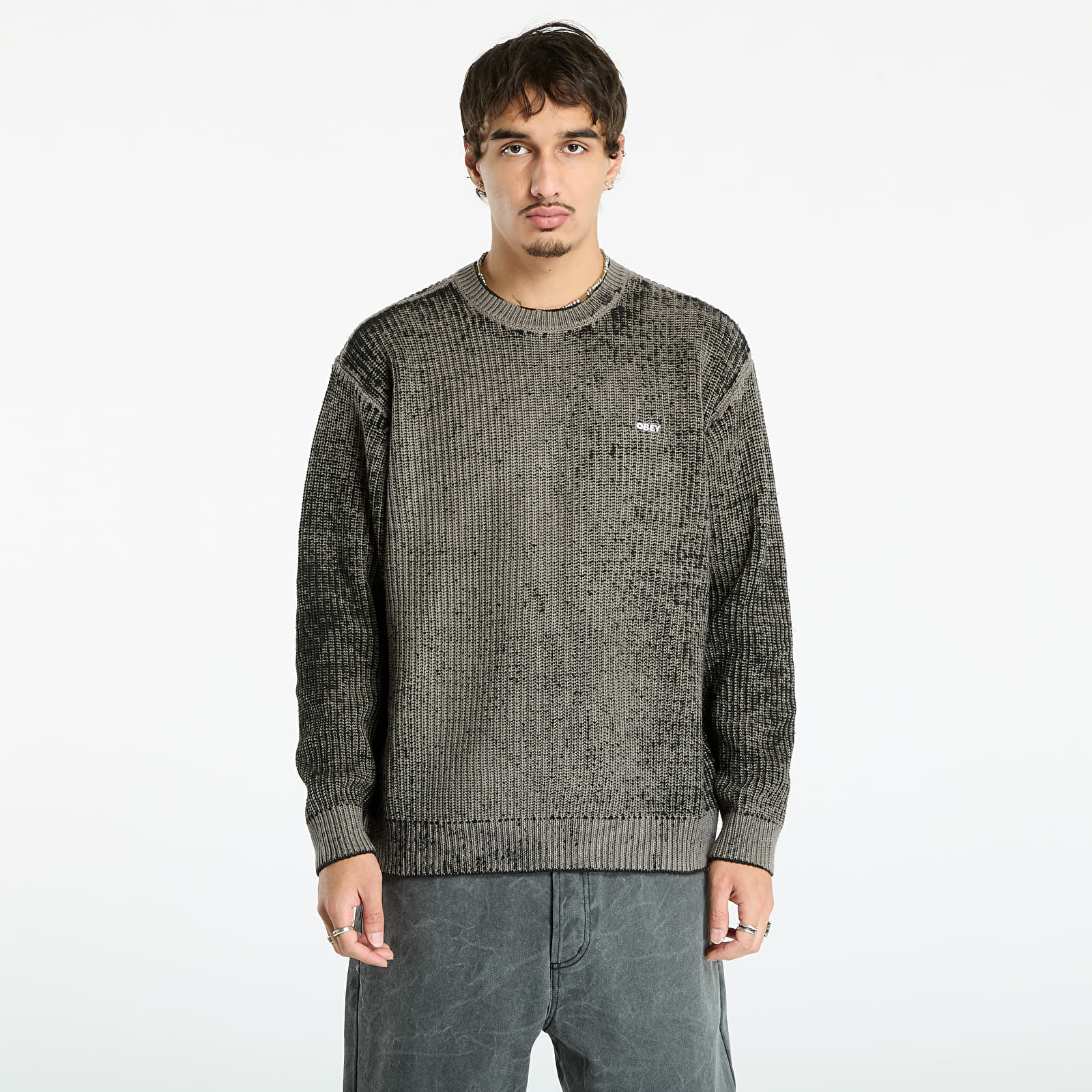 Pánske mikiny OBEY Spray Effect Sweater Black Multi