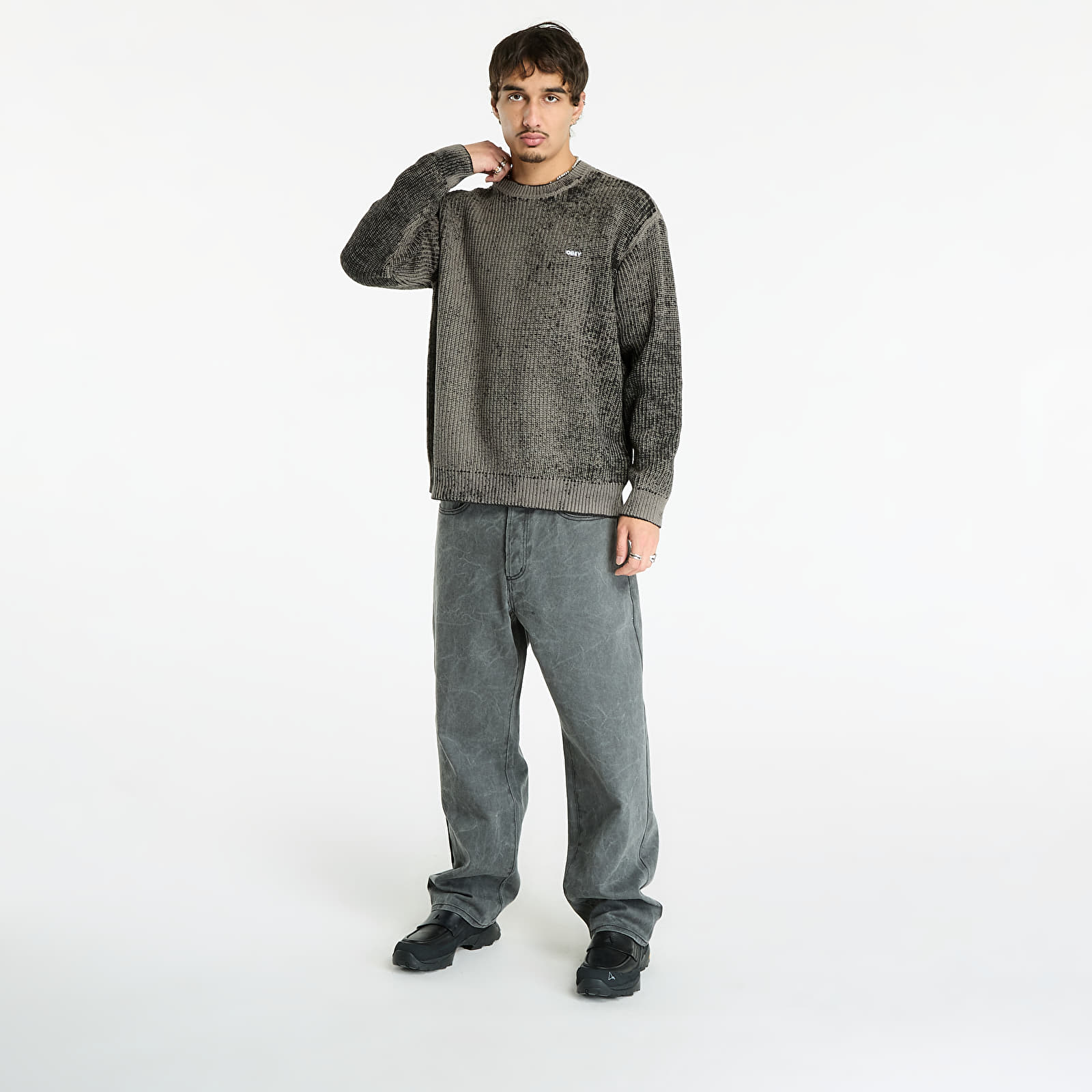 Pánske mikiny OBEY Spray Effect Sweater Black Multi