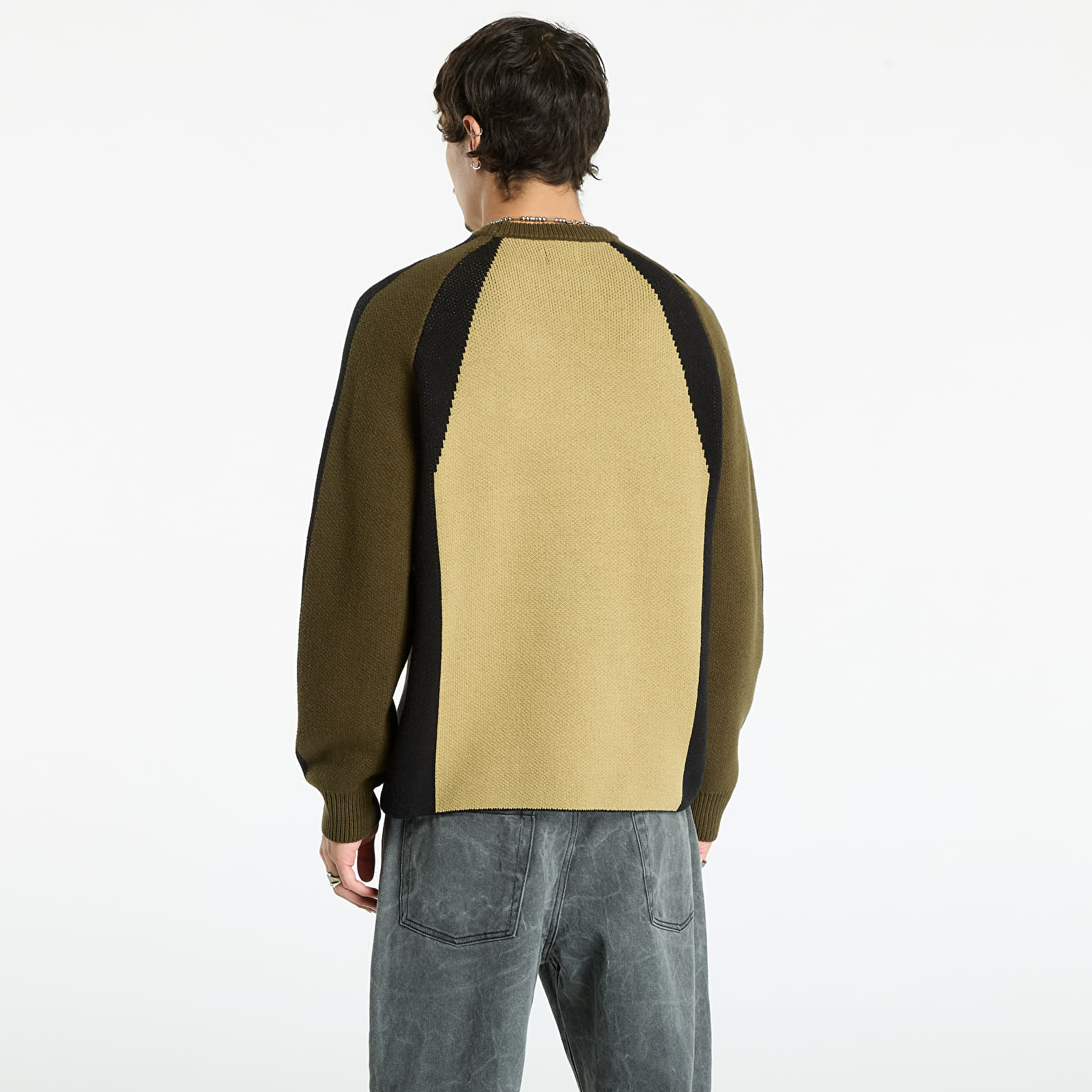 Pánske mikiny OBEY Raglan Crew Neck Sweater Mermaid Green Multi