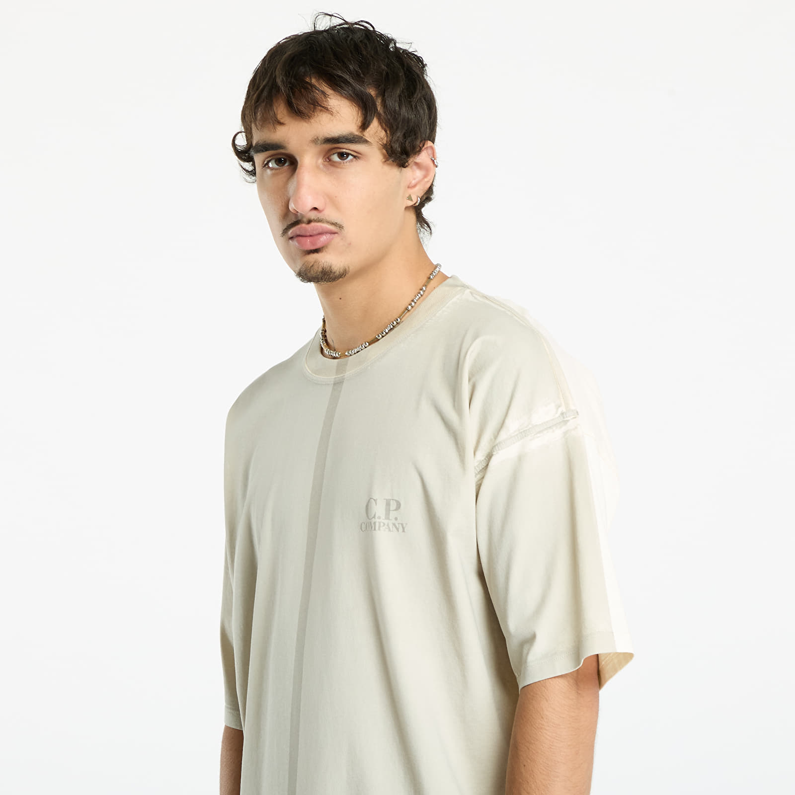 Majice i košulje C.P. Company 24/1 Jersey Short Sleeve Printed Logo T-Shirt Pistachio Shell Beige