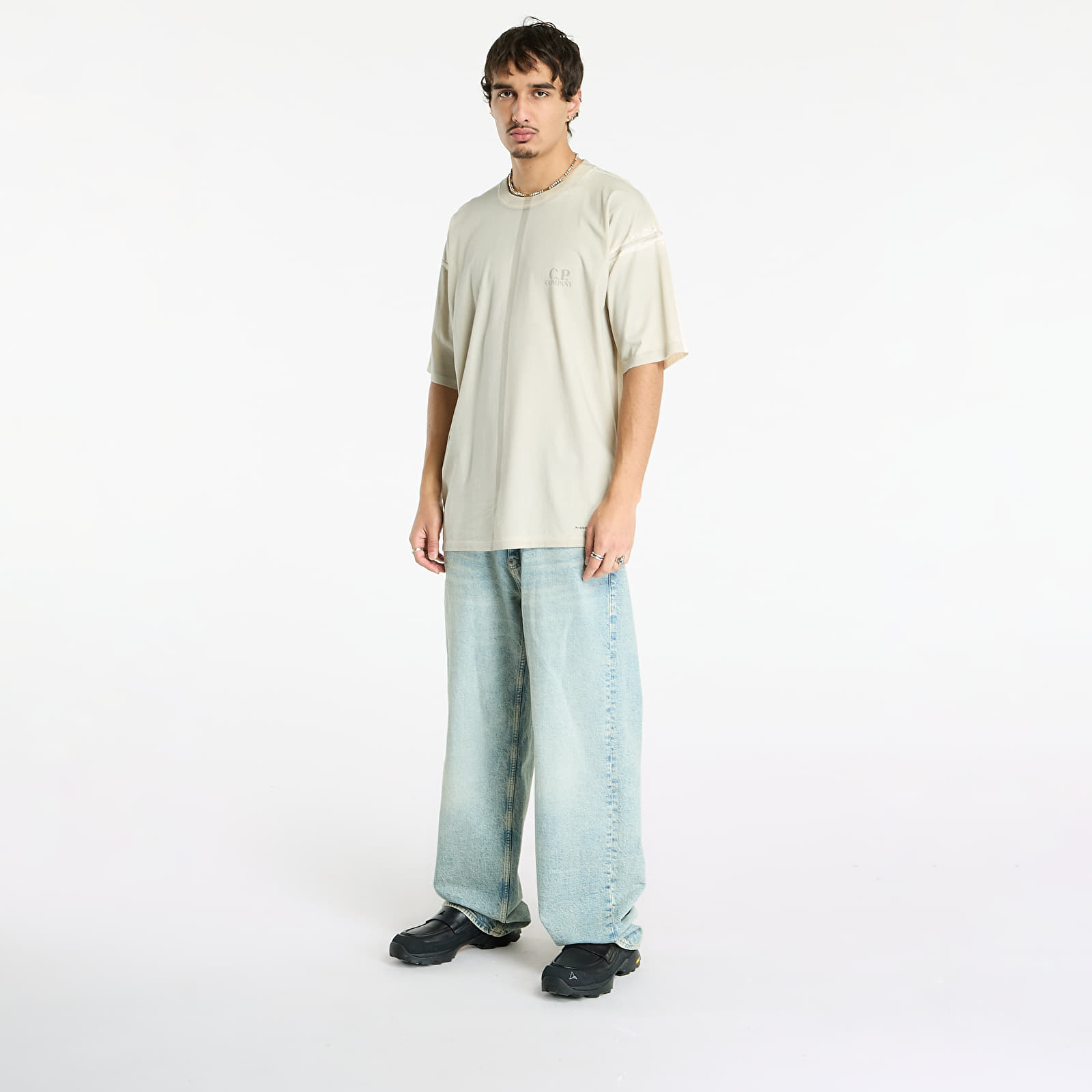 Majice i košulje C.P. Company 24/1 Jersey Short Sleeve Printed Logo T-Shirt Pistachio Shell Beige