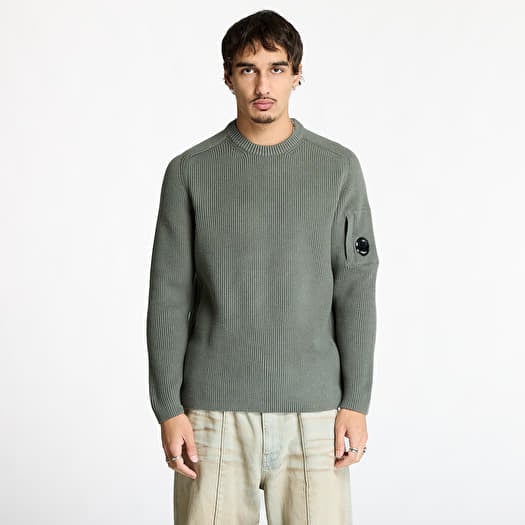 C.P. Company Full Rib Crewneck Lens Sweater Gunmetal Grey