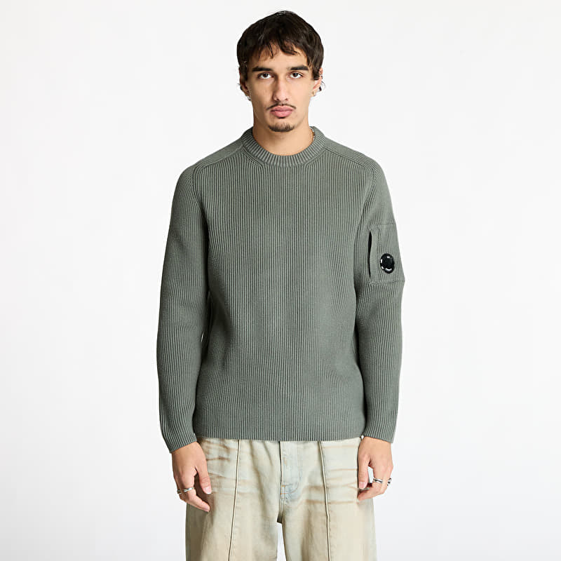 トップス C.P. COMPANY FULL RIB LENS SWEATER Sweaters C.P. Company Full Rib Crewneck Lens Sweater Gunmetal Grey