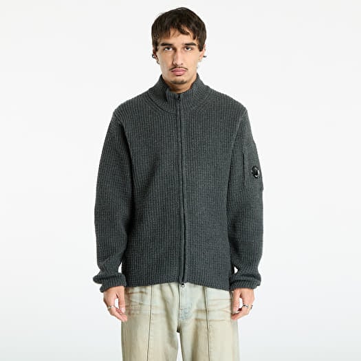 C.P. Company Lambswool Grs Full Zip Sweater Dark Shadow Grey