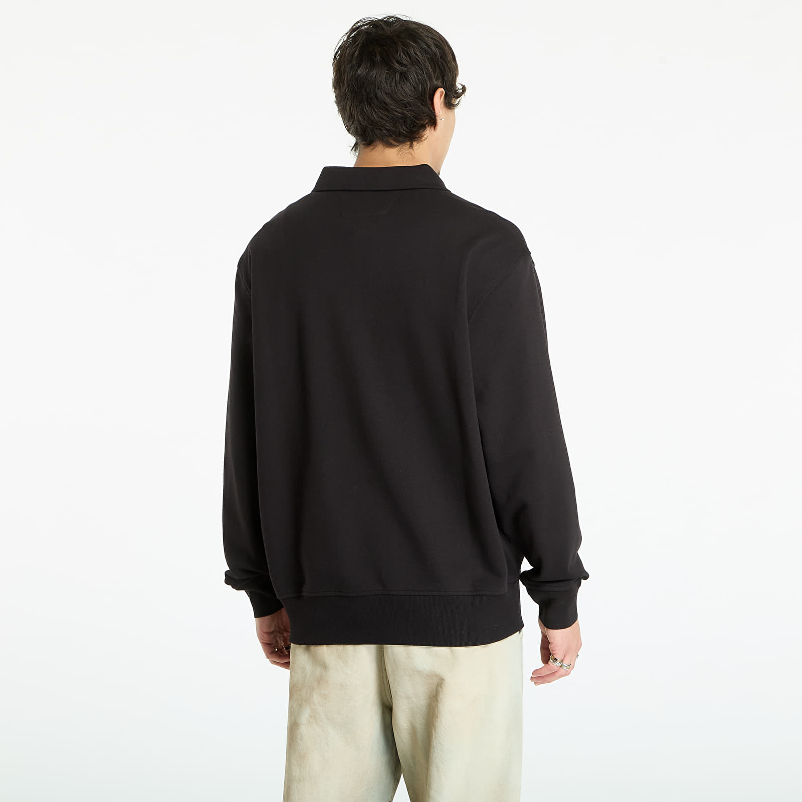Hupparit ja collegepaidat C.P. Company Diagonal Raised Fleece Half Zip Sweatshirt Black