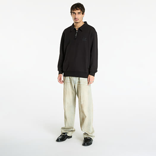 C.P. Company Diagonal Raised Fleece Half Zip Sweatshirt Black