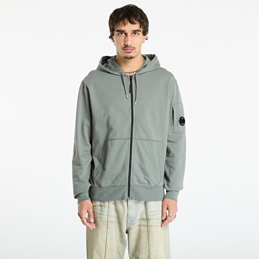 C.P. Company Light Fleece Hooded Full Zip Sweatshirt Gunmetal Grey