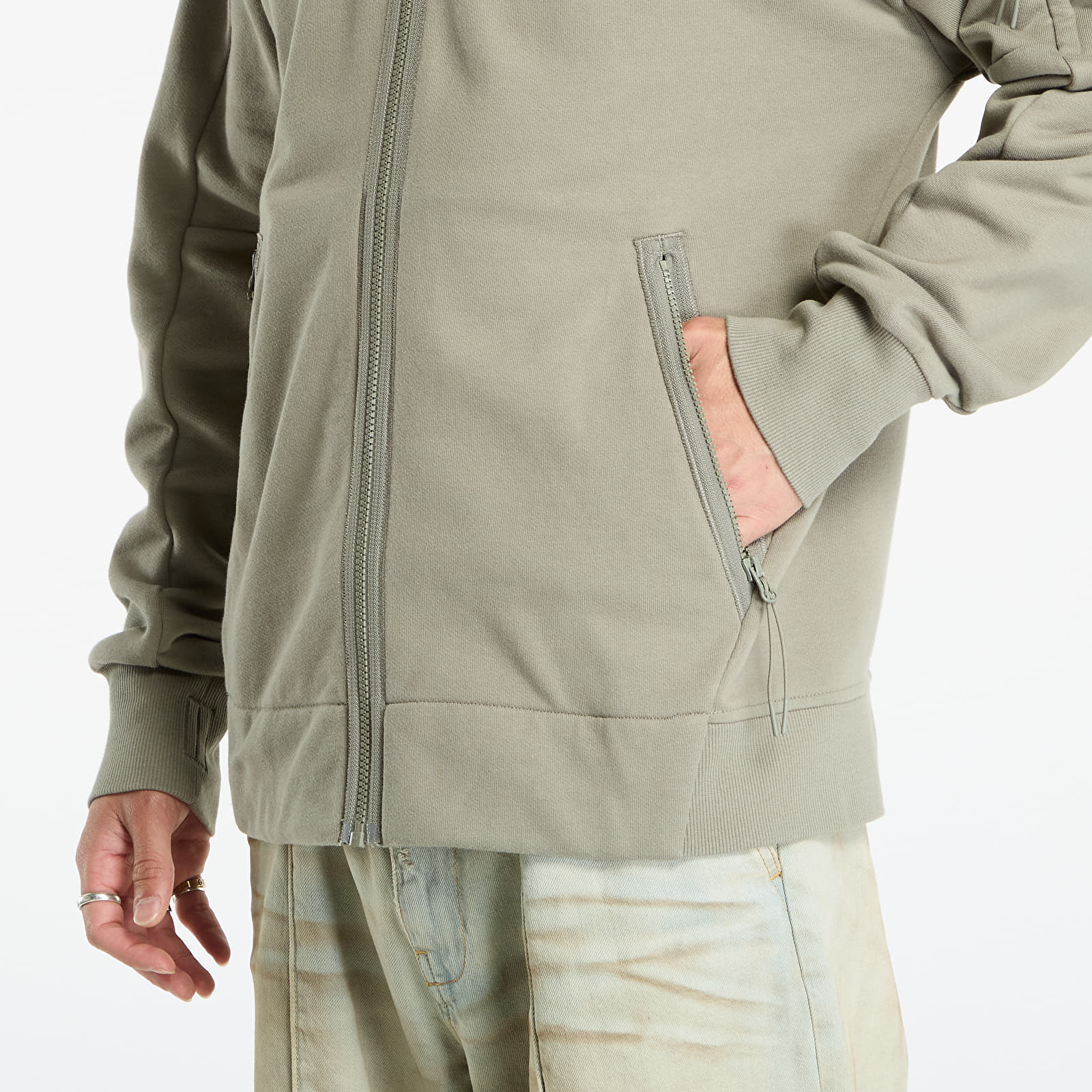 Hupparit ja collegepaidat C.P. Company Diagonal Raised Fleece Hooded Full Zip Sweatshirt Fungi Grey
