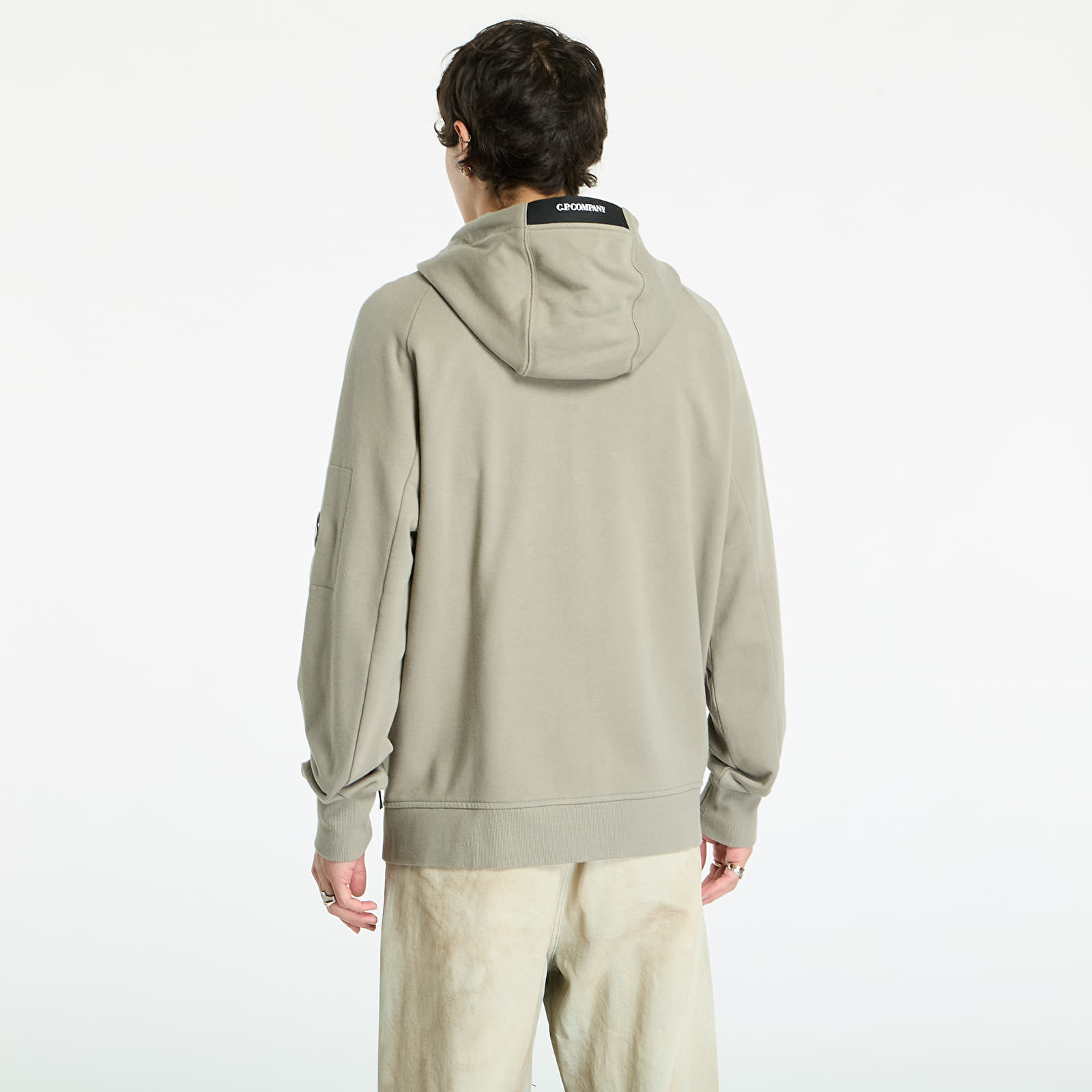 Hupparit ja collegepaidat C.P. Company Diagonal Raised Fleece Hooded Full Zip Sweatshirt Fungi Grey