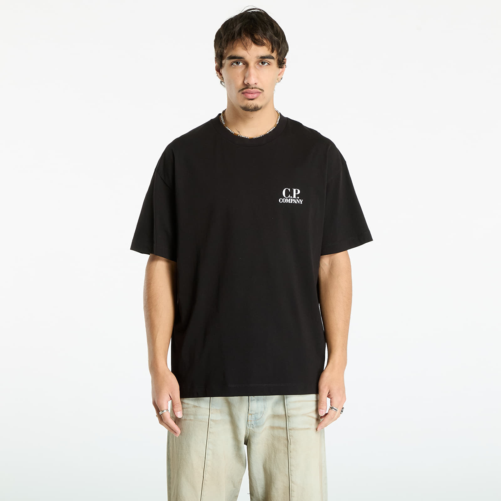 Tricou C.P. Company 30/1 Jersey Short Sleeve Logo T-Shirt Black L