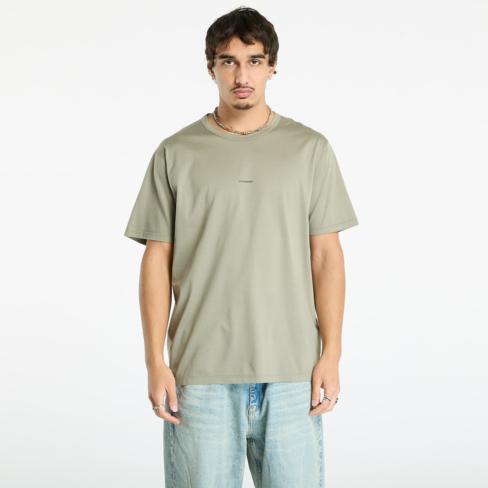 Tricou C.P. Company Mercerized 70/2 Jersey Gasato Short Sleeve Logo T-Shirt Fungi Grey XL
