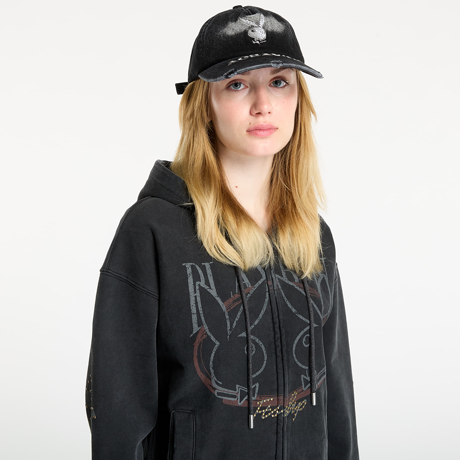Hupparit ja collegepaidat Playboy x FTSHP Zip-Up Hoodie UNISEX Black