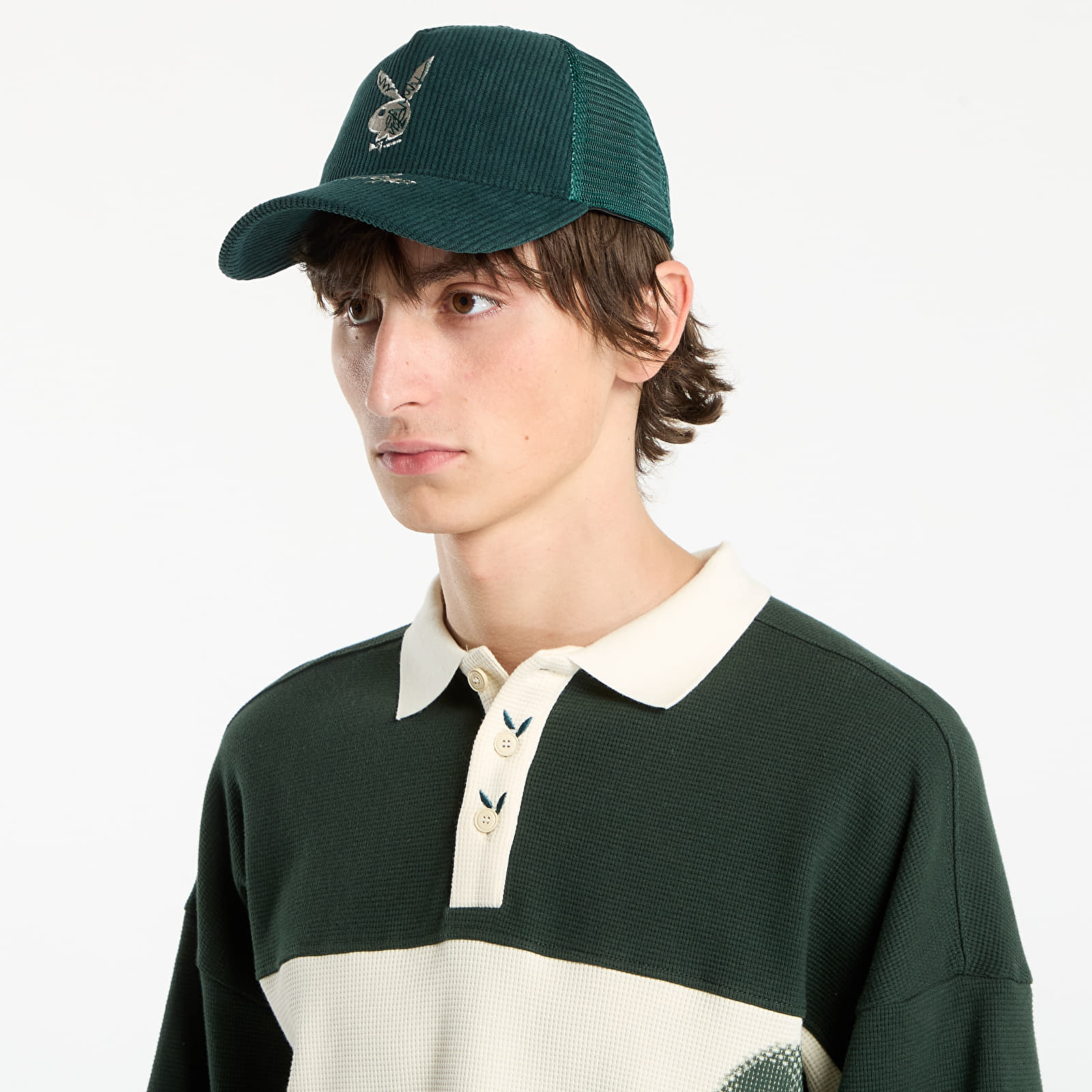 Petten voor heren PLAYBOY x FTSHP Corduroy Trucker Green