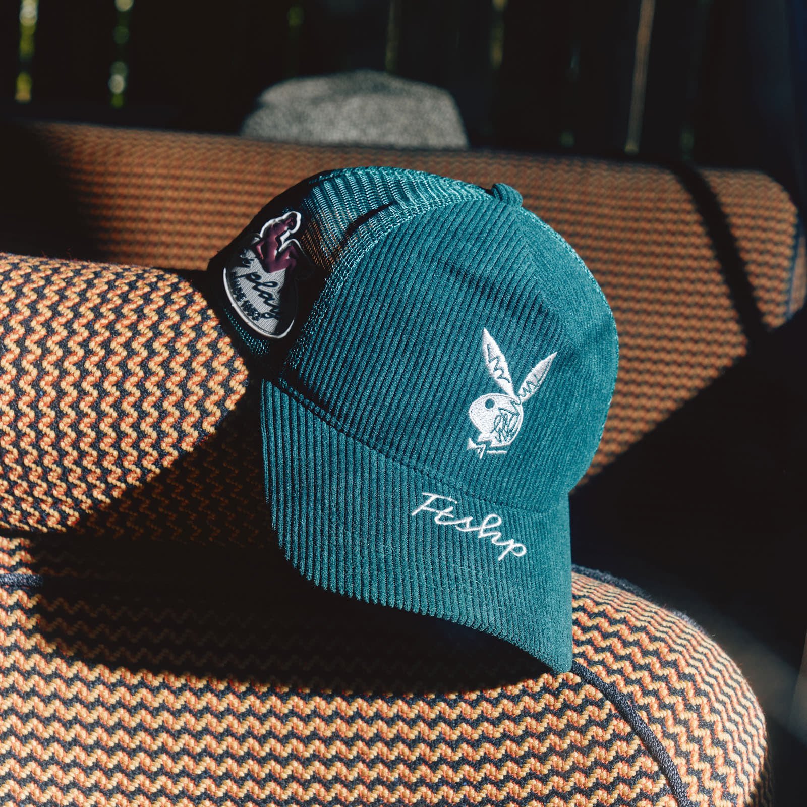 Petten voor heren PLAYBOY x FTSHP Corduroy Trucker Green