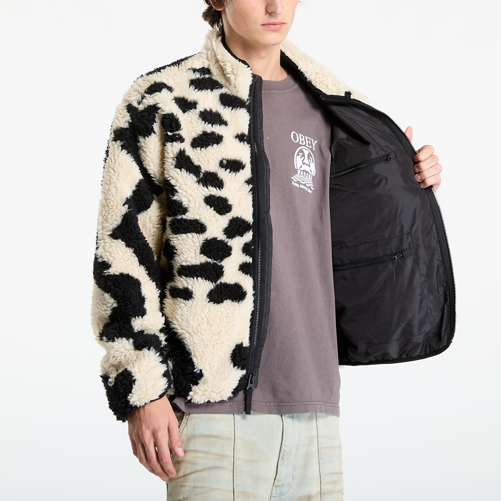Miesten takit OBEY Shaggy Sherpa Jacket Clay Multi