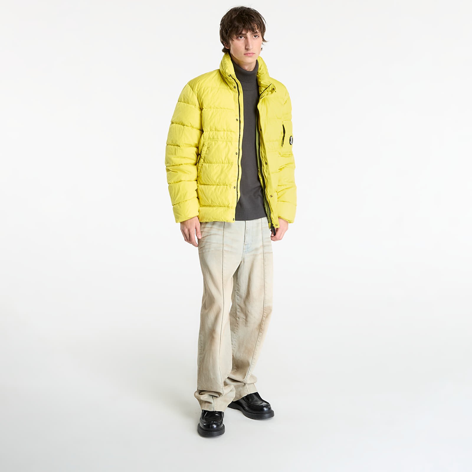Miesten takit C.P. Company Chrome-R Down Jacket Green Sheen Yellow