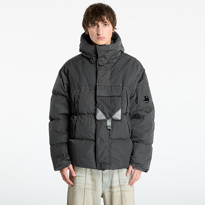 C.P. Company Eco-Chrome R Mixed Hooded Down Jacket Dark Shadow