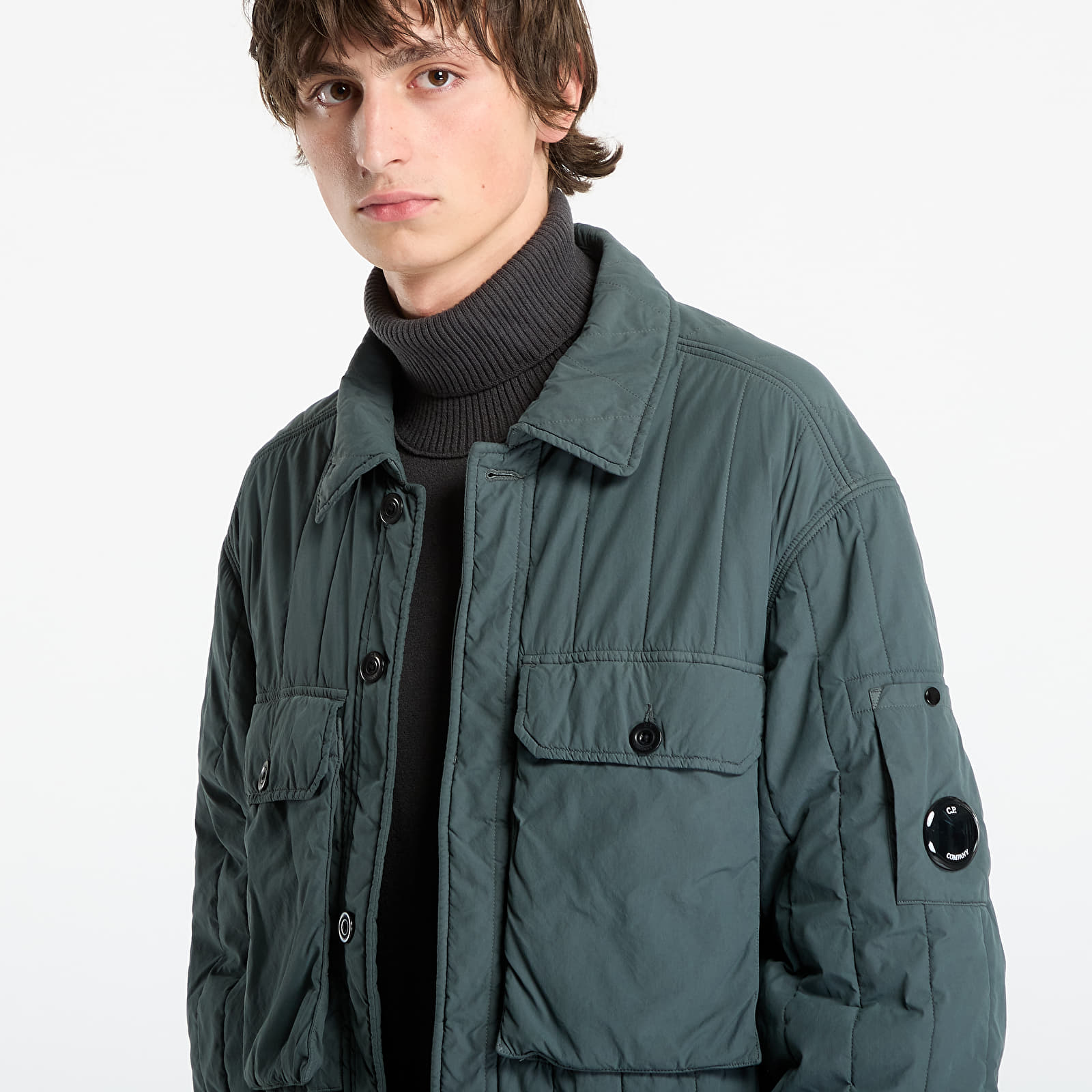 Miesten takit C.P. Company Gd Liner Short Padded Jacket Dark Shadow Grey