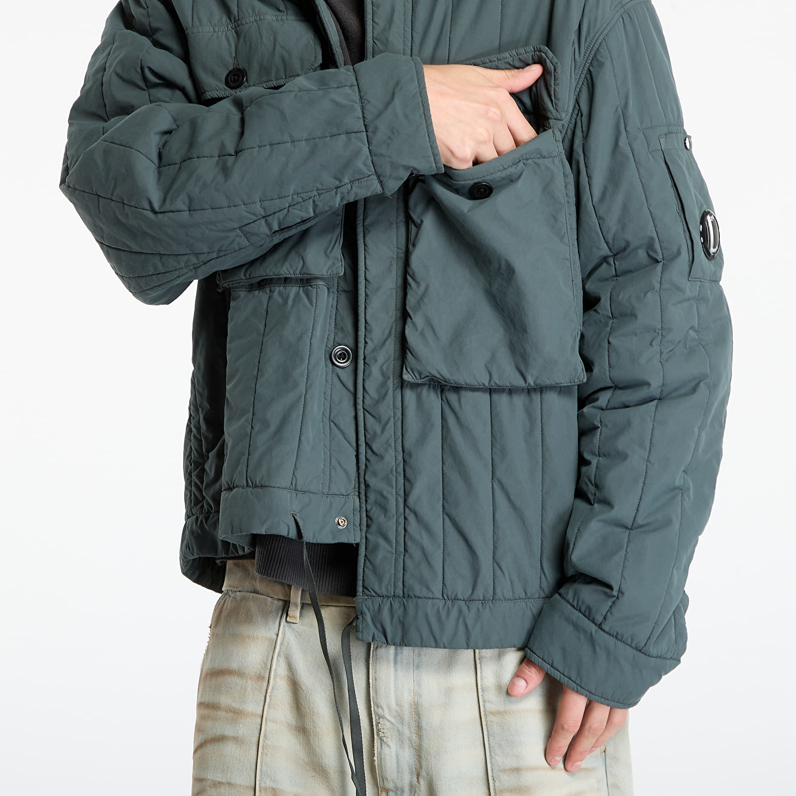 Miesten takit C.P. Company Gd Liner Short Padded Jacket Dark Shadow Grey