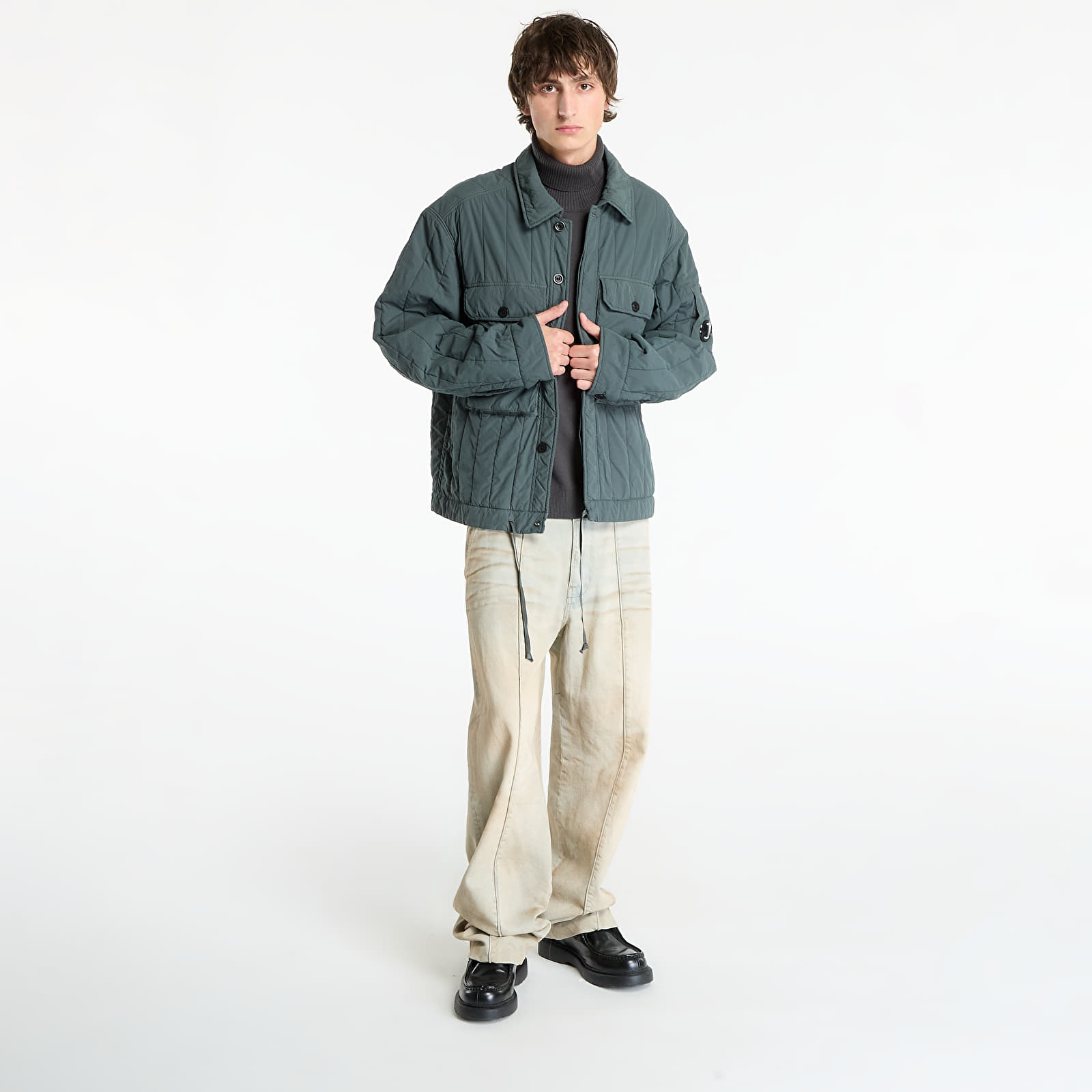 Miesten takit C.P. Company Gd Liner Short Padded Jacket Dark Shadow Grey