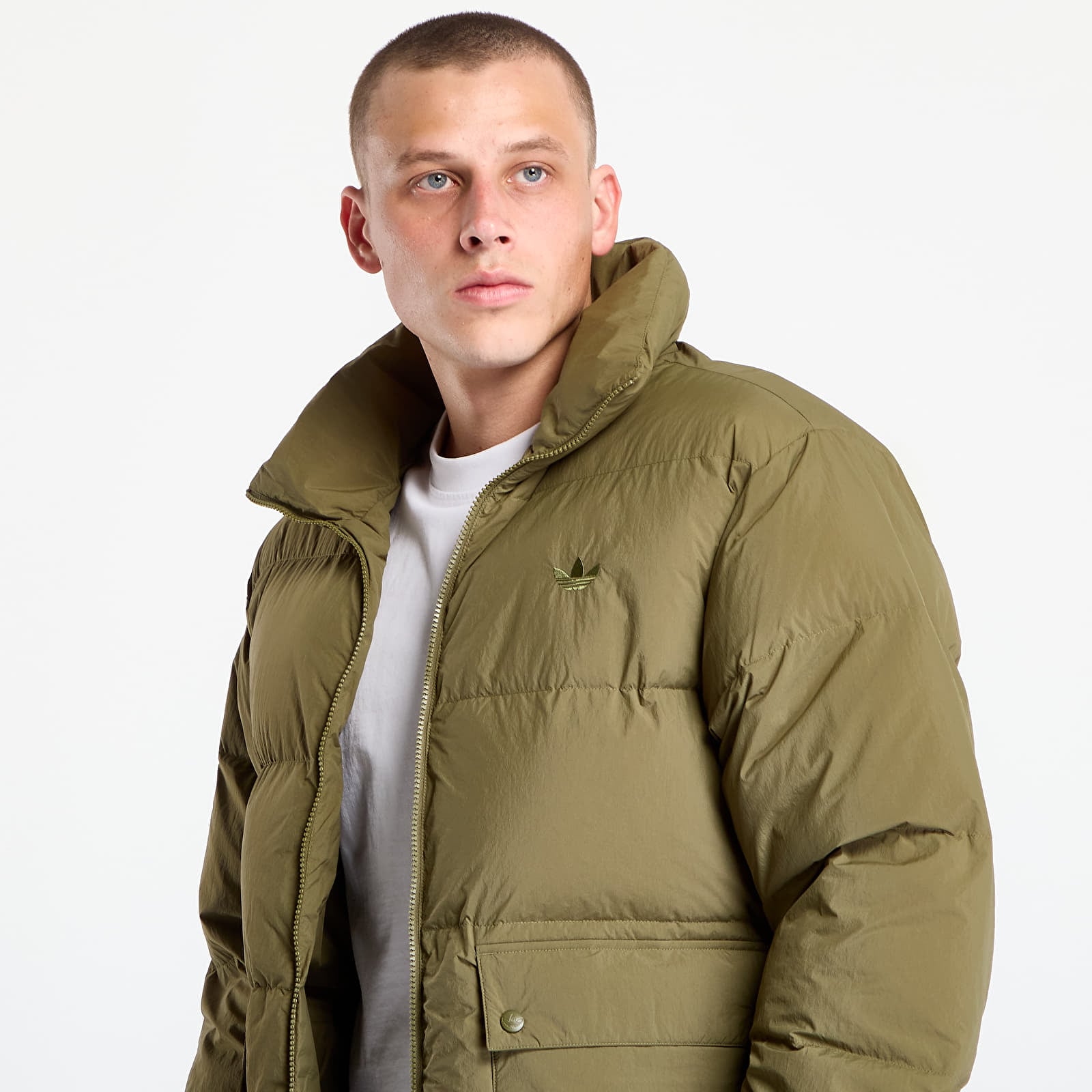 Vestes pour hommes adidas Originals Synthetic Down Puffer Focus Olive
