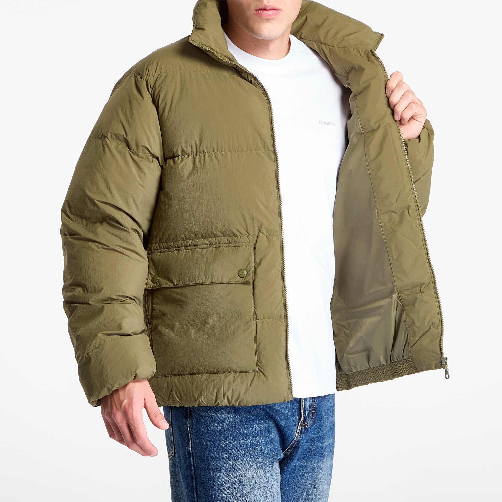 Vestes pour hommes adidas Originals Synthetic Down Puffer Focus Olive