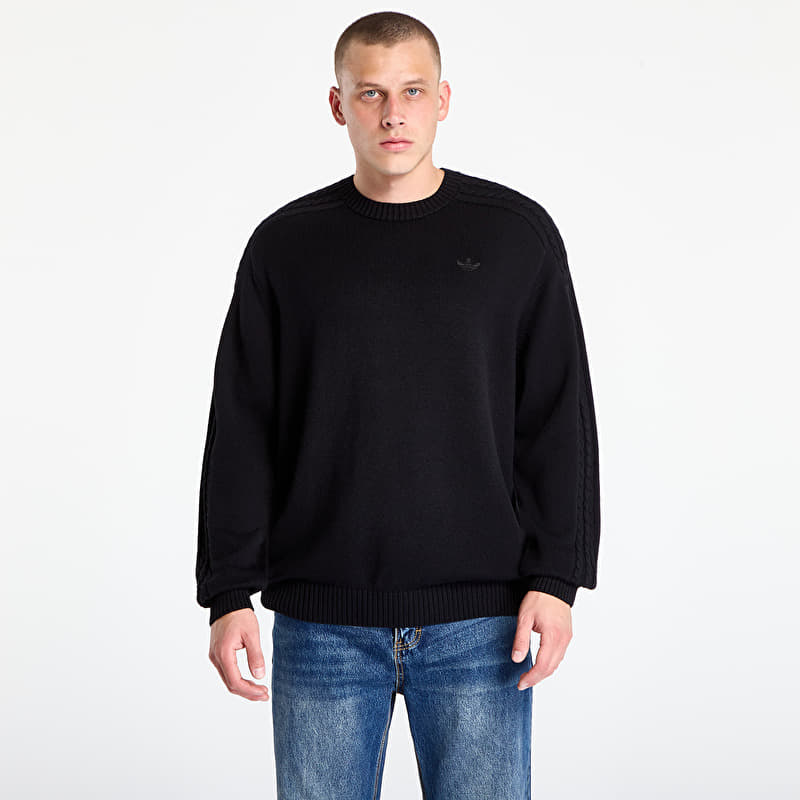 Sveter adidas Premium Essentials Knit Crewneck Black/ Semi Lucid Fuchsia