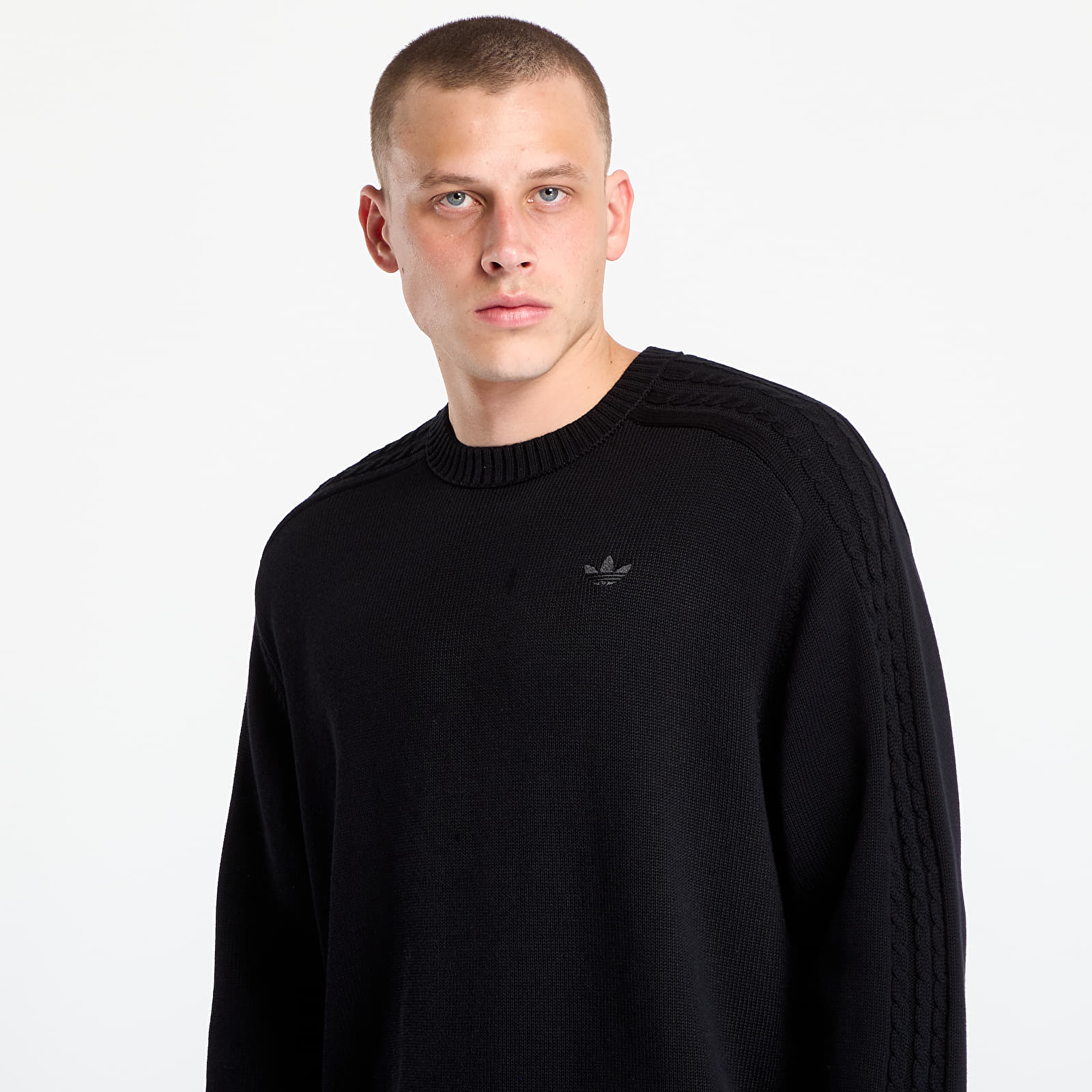 Пуловери adidas Premium Essentials Knit Crewneck Black/ Semi Lucid Fuchsia