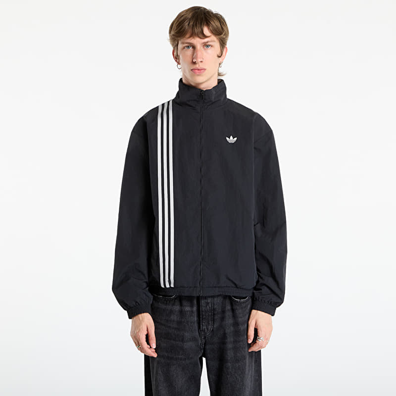 adidas Firebird Front Stripes Woven Track Top Black/ Stone Khaki/ Better Scarlet