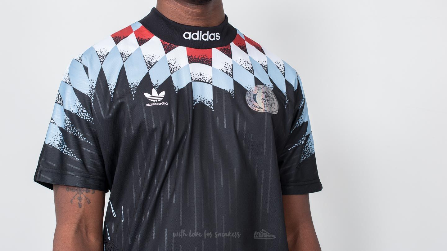 T shirts adidas Silvas Jersey Black White Clear Blue Scarlet