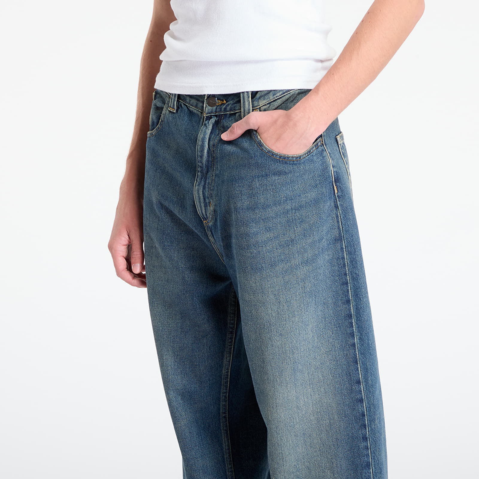 Панталони Carhartt WIP Brandon Pant Blue Worn Used Wash