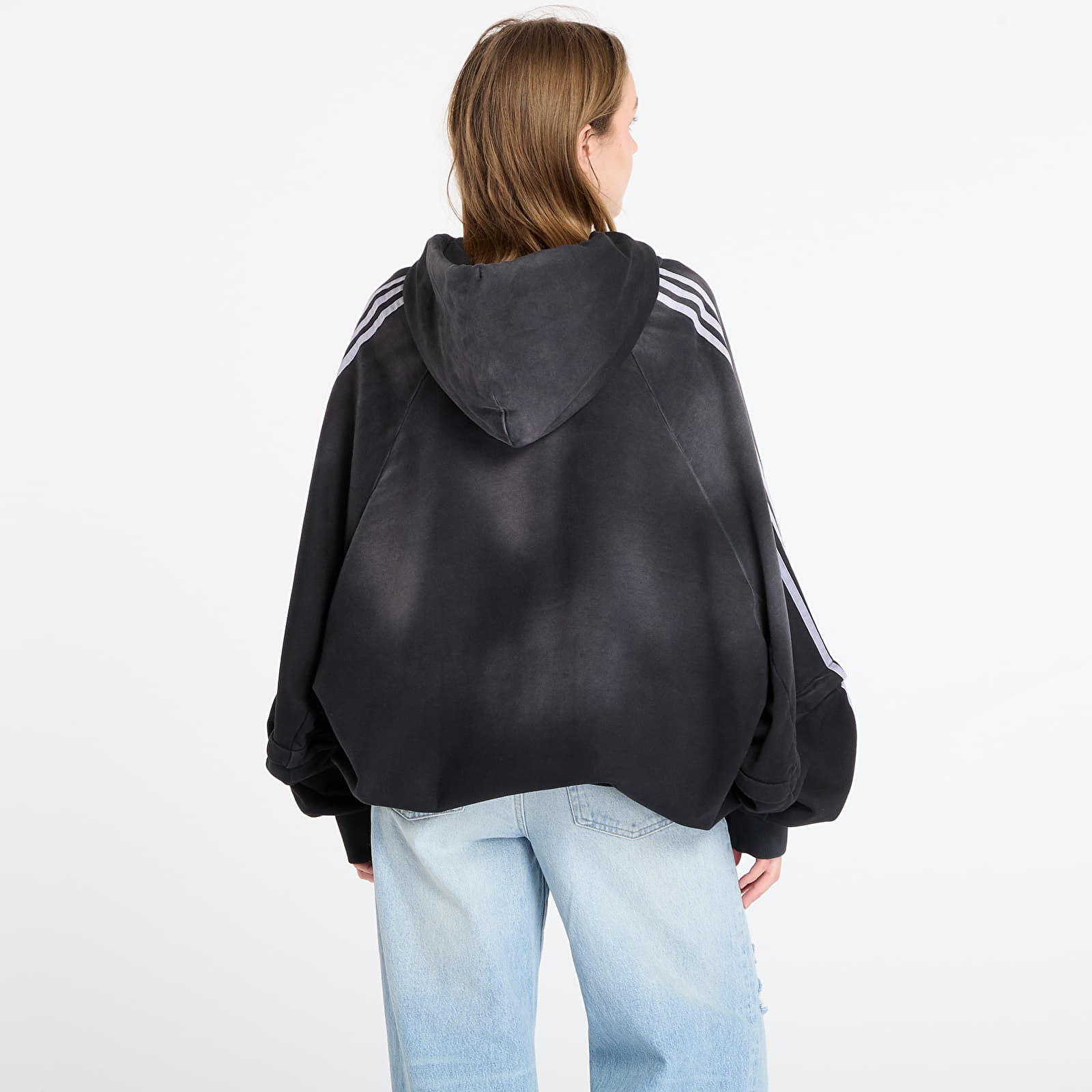 Naisten hupparit adidas Adilenium Season 4 Teamgeist Washed Oversized Full-Zip Hoodie Black/ Grey Six