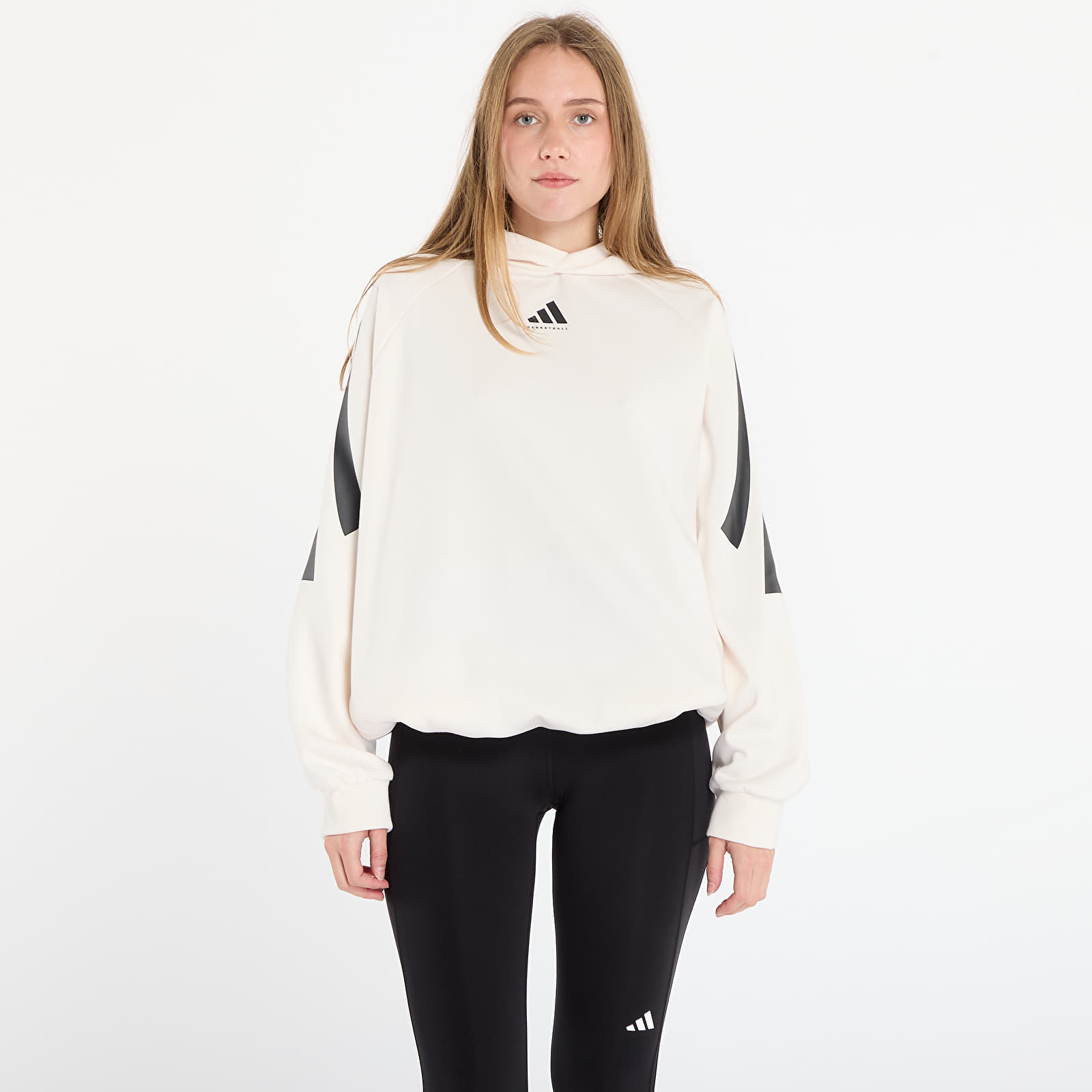 Суичърти adidas Basketball 3-Stripes Fleece Hoodie UNISEX Chalk White/ Black/ White