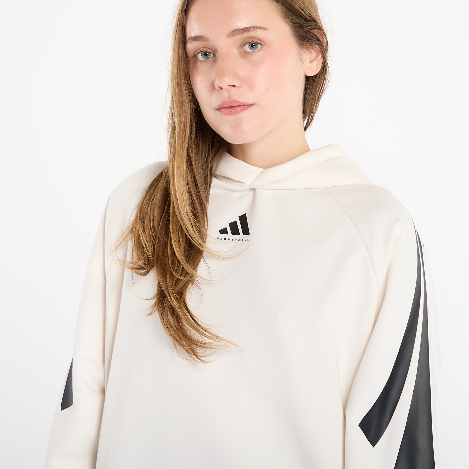 Суичърти adidas Basketball 3-Stripes Fleece Hoodie UNISEX Chalk White/ Black/ White