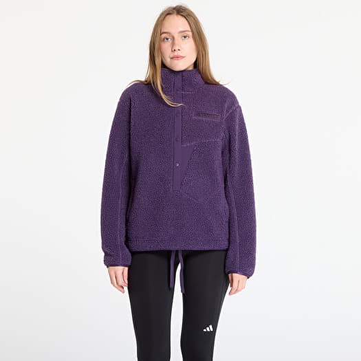 adidas Terrex Xploric High Pile Fleece Pullover Sweatshirt Aurora Plum/ Semi Flash Aqua