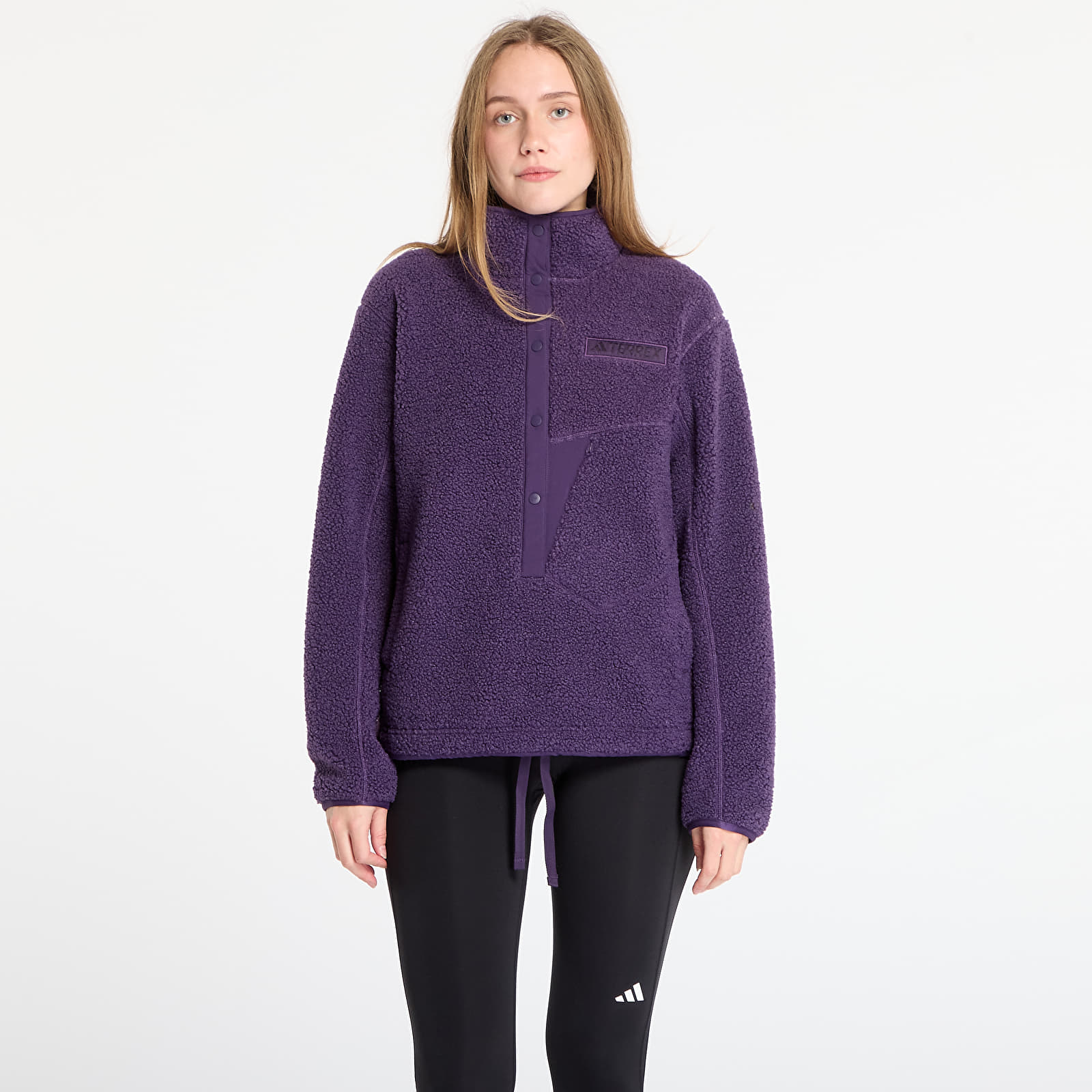 Puloverji   adidas Terrex Xploric High Pile Fleece Pullover Sweatshirt Aurora Plum/ Semi Flash Aqua