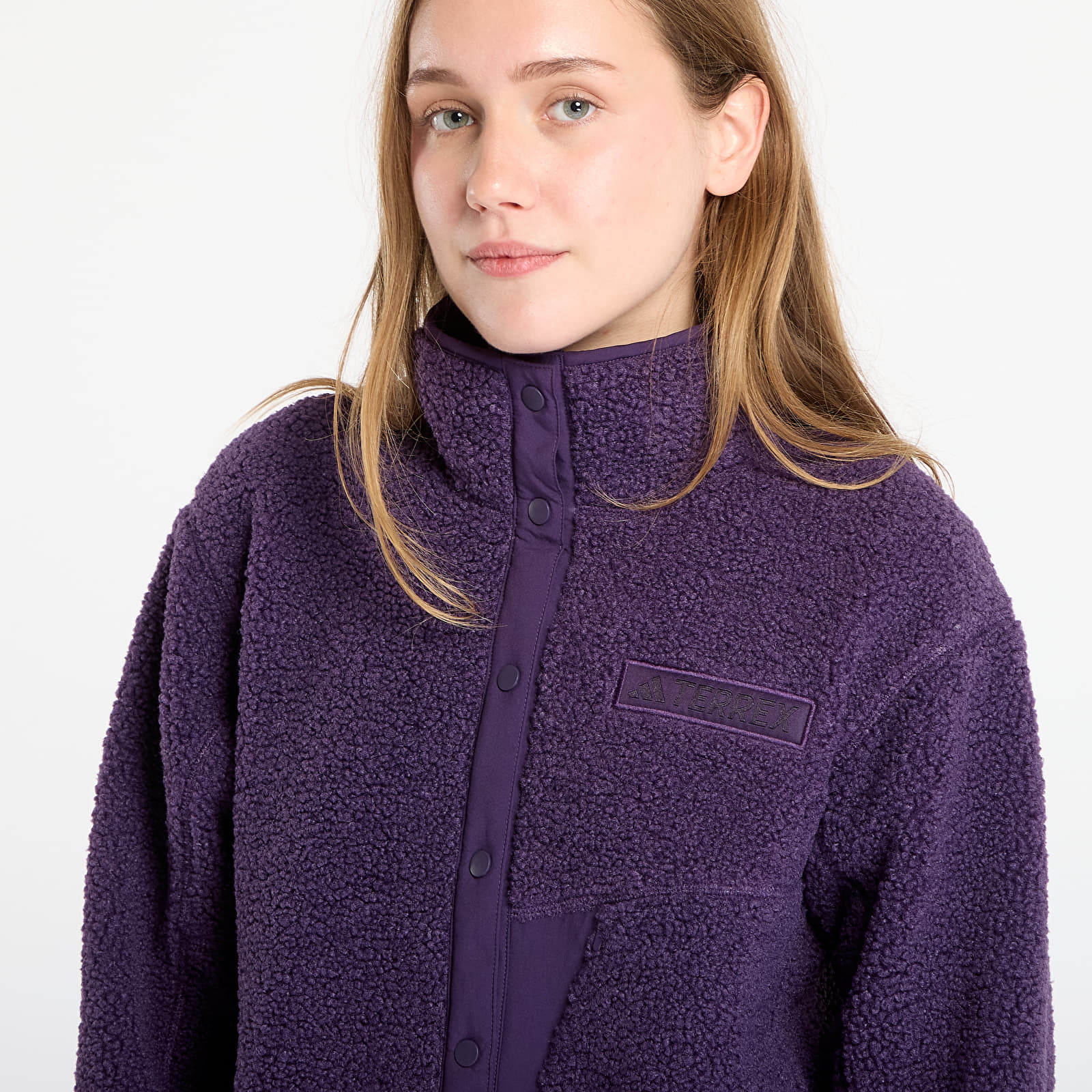 Puloverji   adidas Terrex Xploric High Pile Fleece Pullover Sweatshirt Aurora Plum/ Semi Flash Aqua