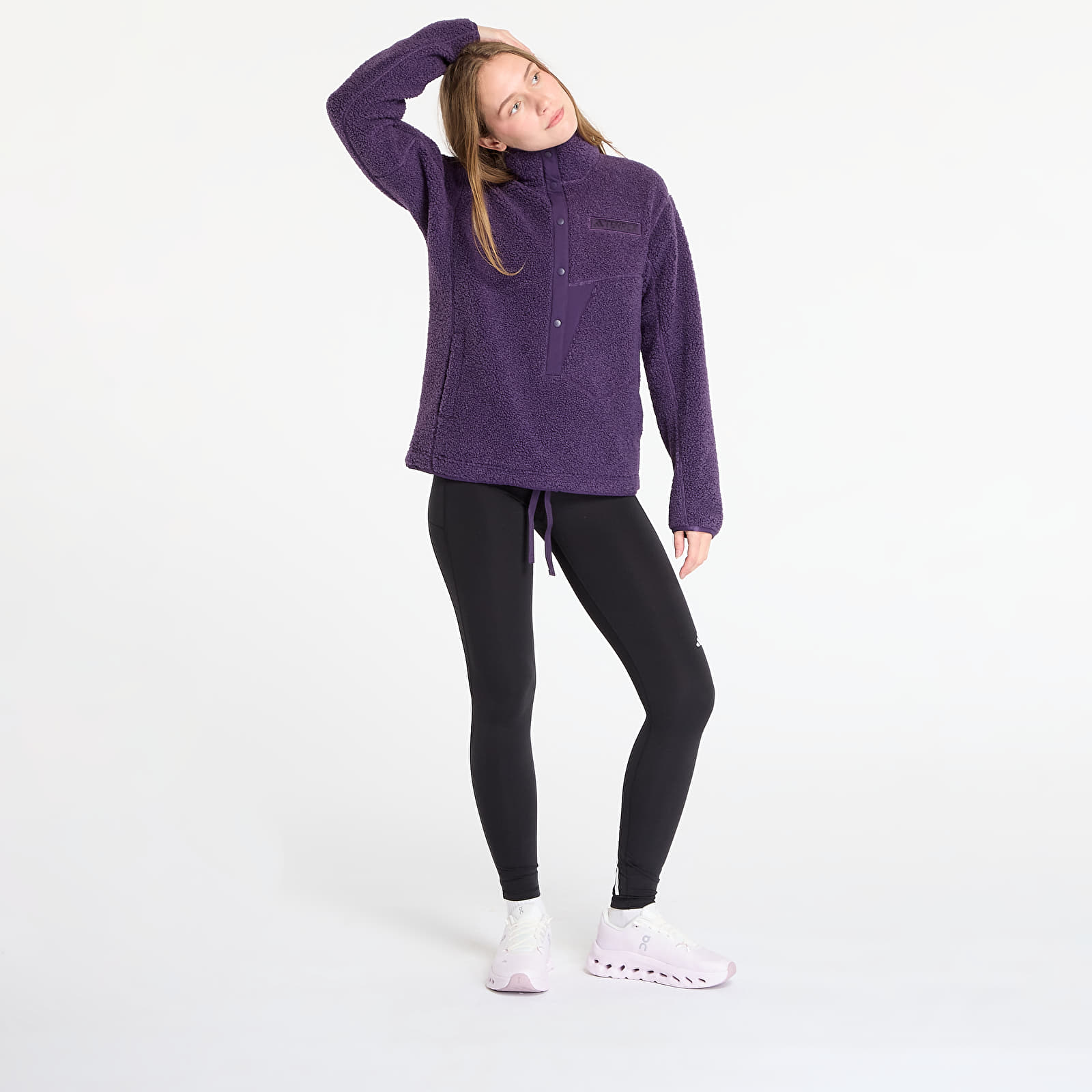Puloverji   adidas Terrex Xploric High Pile Fleece Pullover Sweatshirt Aurora Plum/ Semi Flash Aqua