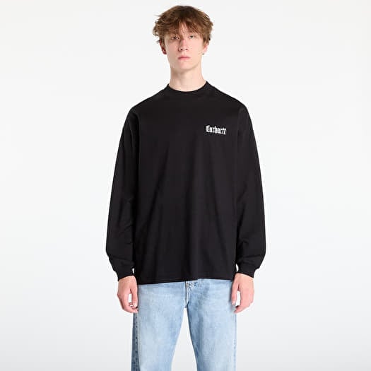 T-paita Carhartt WIP L/S Schooling Mockneck T-Shirt UNISEX Black/ Wax